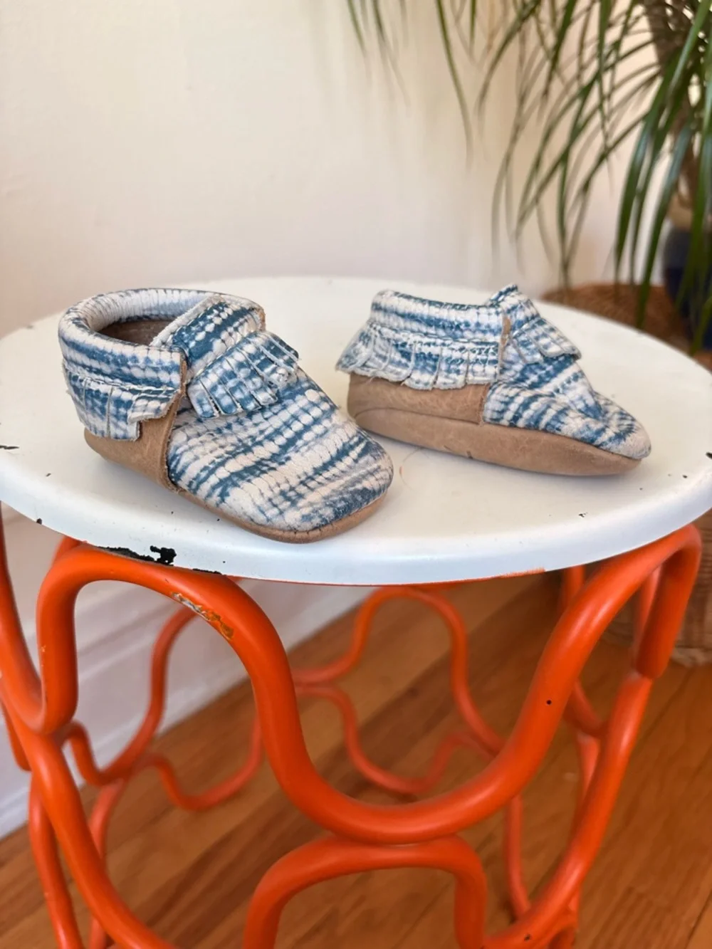 Tie-Dye Blue Baby Moccasins - Soft Slip-On Kids Shoes